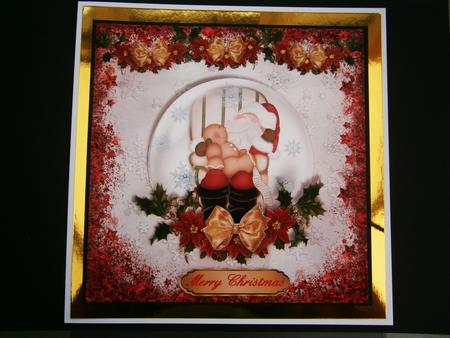 Snow Globe Christmas Eve Santa Card Toppper by Bernie Mclaughlin