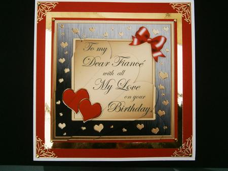 Fiance Birthday Quick Card with Fan Pyramage Topper by Bernie Mclaughlin