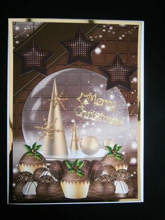 Chocoholic Christmas Card and Snow Globe by Bernie Mclaughlin