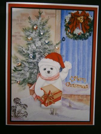 Santa Bear Delivering Presents Decoupage Sheet by Bernie Mclaughlin