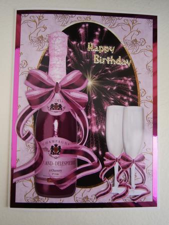 Pink Champagne Bottle & Glasses by Bernie Mclaughlin
