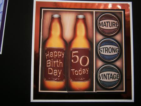 50th Birthday Beer Gift Set Wavy Corner Side Stacker Topper by Bernie Mclaughlin