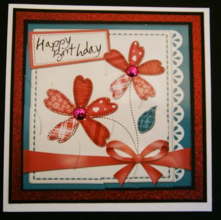 Birthday Flowers N Lace Shell Edged Corner Stacker by Bernie Mclaughlin