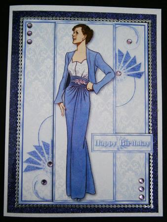 Purple Evening Suit Fashion Panel Bookmark Card Front by Bernie Mclaughlin