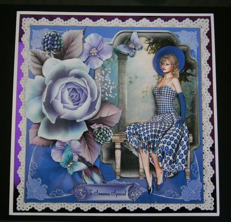 Waiting 1950's Style Card Front with Decoupage by Bernie Mclaughlin
