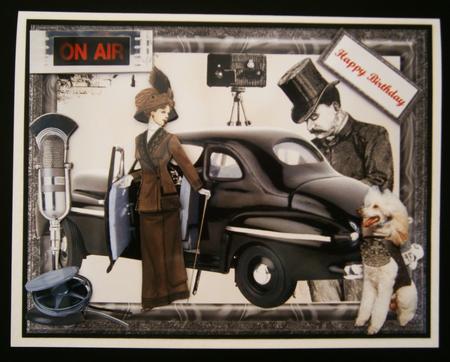 Radio Star Arrival Card Topper with Decoupage by Bernie Mclaughlin