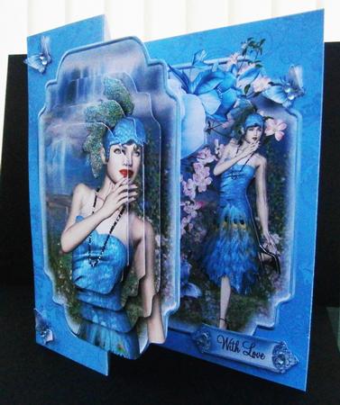 Art Deco Style Peacock Beauty No Holes Fold Card Kit by Bernie Mclaughlin
