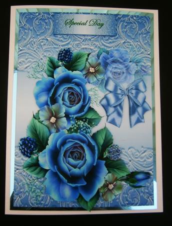Bleu Roses on French Lace by Bernie Mclaughlin
