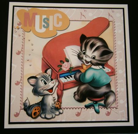 Musical Cat Topper Card by Bernie Mclaughlin