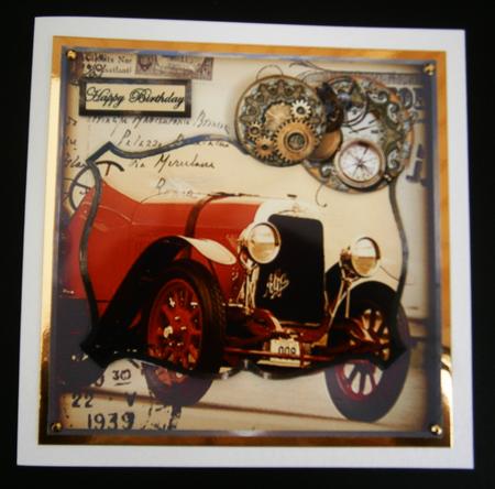 Racing Car in Time with Topper and Decoupage by Bernie Mclaughlin