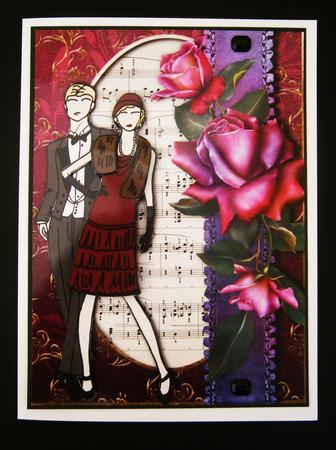 1920's Flapper Blonde Couple & Roses by Bernie Mclaughlin