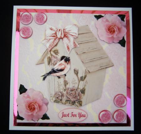 Little Pink Bird Card Topper & Decoupage by Bernie Mclaughlin