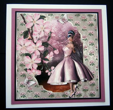 1950s Pink Blossom Card Topper by Bernie Mclaughlin