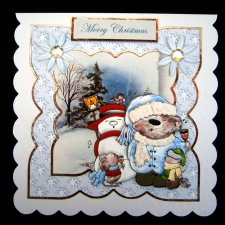 We Wish You a Merry Christmas Card with Decoupage by Bernie Mclaughlin