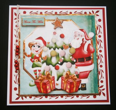 Santa and His Elf Card with Decoupage by Bernie Mclaughlin