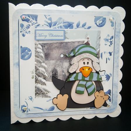 Penguin in the Snow Card and Decoupage by Bernie Mclaughlin