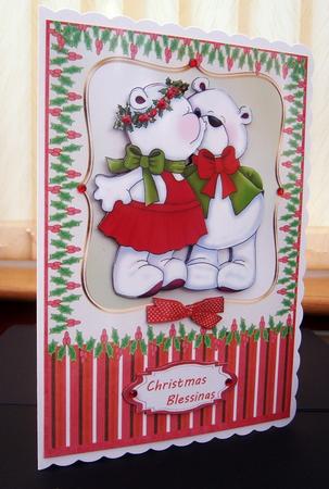 Lovely Kissing Christmas Bears by Bernie Mclaughlin