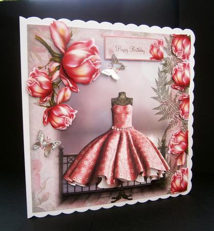 1950's the Dusky Pink Dress Card Front Mini Kit by Bernie Mclaughlin
