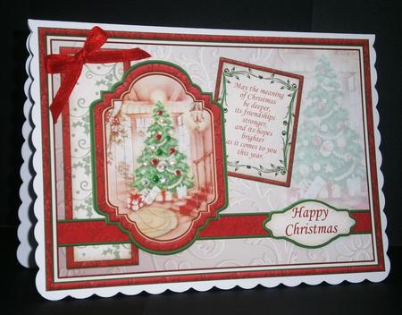 Vintage Christmas Tree A5 Quick Card by Bernie Mclaughlin