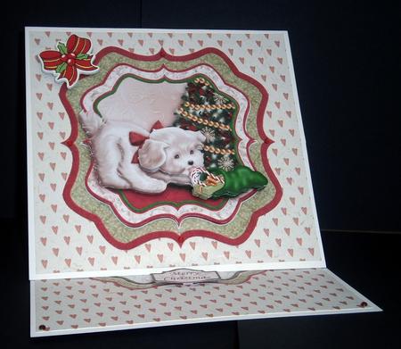Puppy & Stocking Christmas Bracket Topper Decoupage & Insert by Bernie Mclaughlin