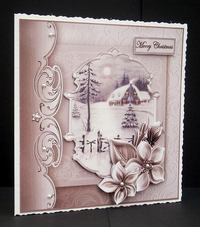 Farmhouse in the Moonlight Card with Topper by Bernie Mclaughlin
