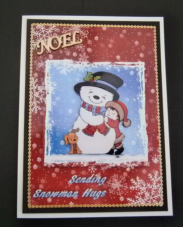Sending Snowman Hugs Window 5x7 by Bernie Mclaughlin