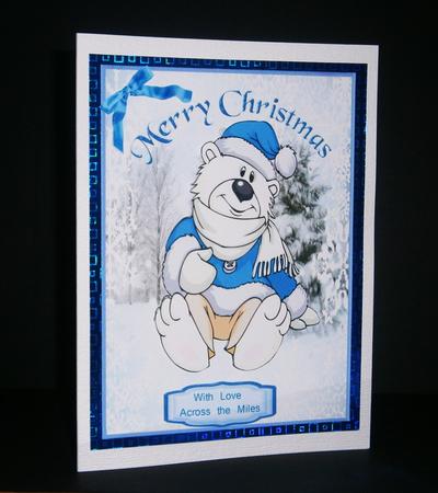 Lovely Christmas Polar Bear / Blue by Bernie Mclaughlin