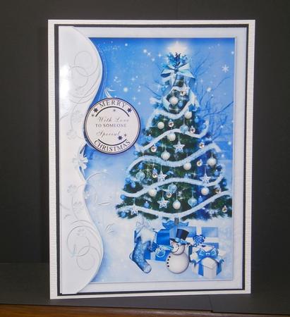 Beautiful Decorated Christmas Tree in Blue by Bernie Mclaughlin
