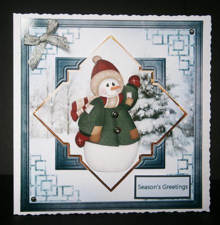 Waving Snowman Card with a Topper by Bernie Mclaughlin