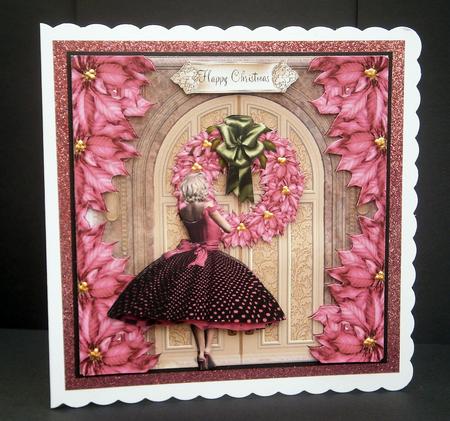 The Pink Poinsettia Wreath Door by Bernie Mclaughlin