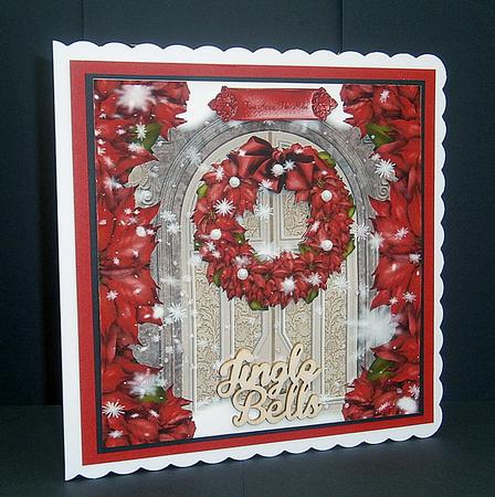 Gorgeous Snowy Red Poinsettia Wreath Door by Bernie Mclaughlin