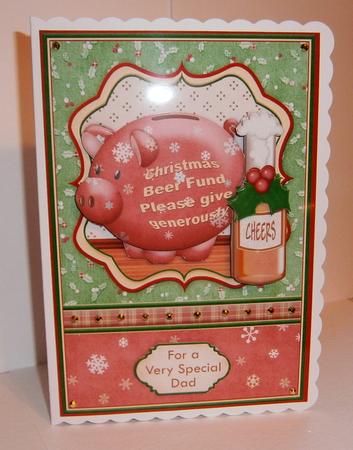 Christmas Beer Fund Card Topper & Decoupage by Bernie Mclaughlin