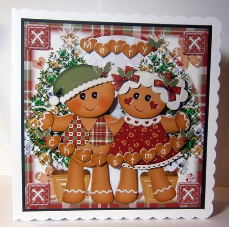 The Christmas Gingerbreads Card Front by Bernie Mclaughlin