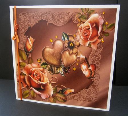 Gold Hearts Gold Roses for Love 8x8 by Bernie Mclaughlin