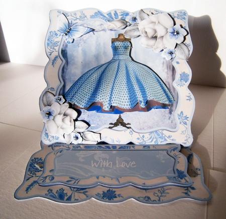 Polka Dot Blue Dress Easel Card Kit by Bernie Mclaughlin