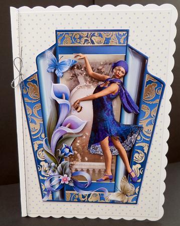 Flapper Girl in Peacock Blue Topper by Bernie Mclaughlin