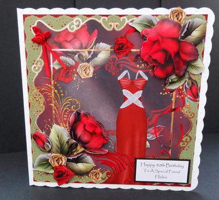 Red Rose and Evening Dress 8x8 Card Mini Kit by Bernie Mclaughlin