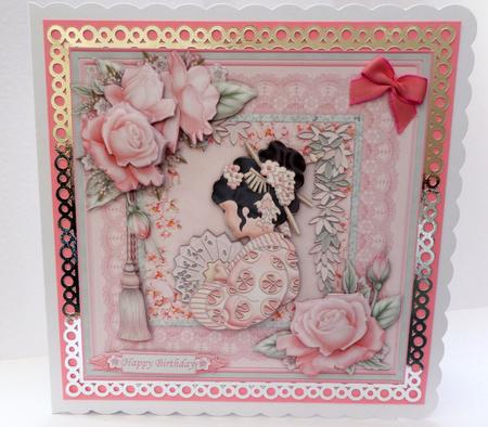 Oriental Lady in Pink 8x8 Mini Kit & Decoupage by Bernie Mclaughlin