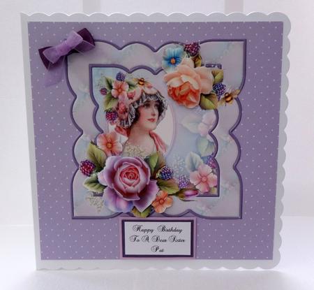 Vintage Lady with Roses Card and Decoupage by Bernie Mclaughlin