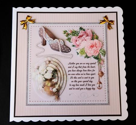 Vintage Roses and Shoe with Verse for Mother by Bernie Mclaughlin