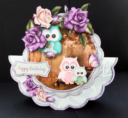 Owl's Family Female Card by Bernie Mclaughlin