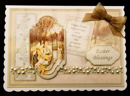 Vintage Daffodils & Church Easter Quick Card by Bernie Mclaughlin