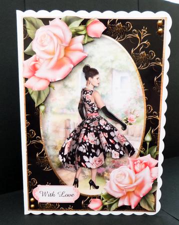 Fabulous Black Dress & Pink Roses by Bernie Mclaughlin