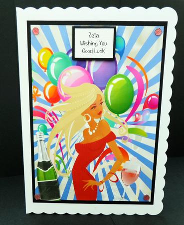 Disco Diva,with Champagne, A4 Topper by Bernie Mclaughlin