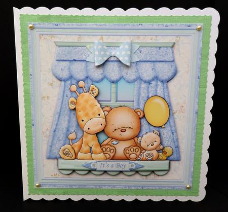 Baby Boy Nursery Window Shelf 8x8 Mini Kit & Decoupage by Bernie Mclaughlin