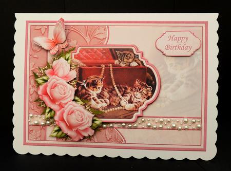 Kittens Mischief in Jewellery Box Card Topper & Decoupage by Bernie Mclaughlin
