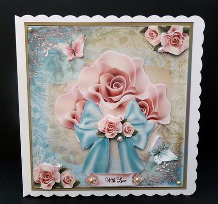 Retro Chic the Pink Rose Card Front Kit by Bernie Mclaughlin