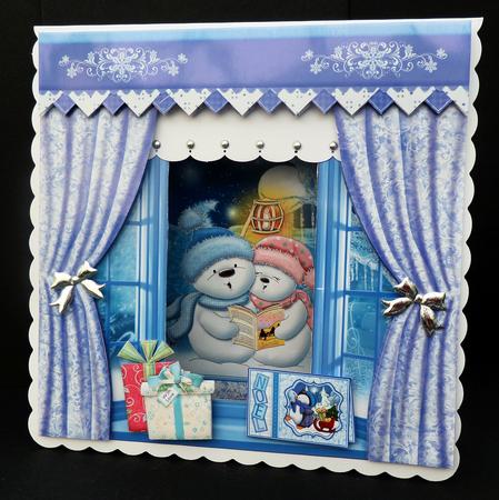 Singing Snowmen Christmas Window Aperture 8x8 Mini Kit by Bernie Mclaughlin