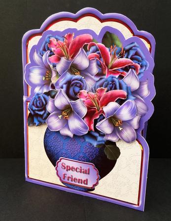 Pot of Roses and Lilies Shaped Card Mini Kit by Bernie Mclaughlin