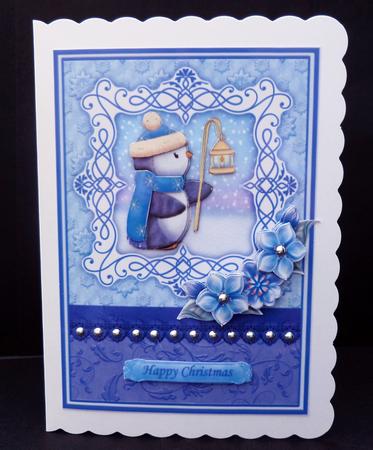 Penguin Lantern Christmas Decoupage Optional Floral Layers by Bernie Mclaughlin